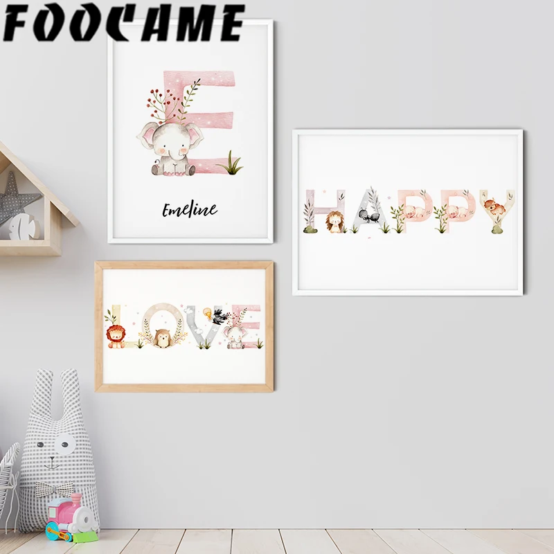 First Name Personalized Painting Own Canvas Poster Making Text Alphabet Baby Room Custom Wall Art Print Decorative Pictures