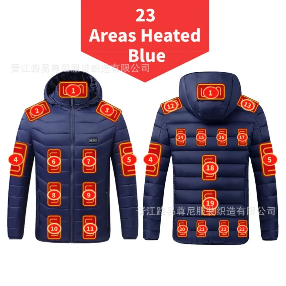 19/21 HEATING ZONES Men Women USB Heating Jackets Winter Warm Heated Parkas Electric Heated Jackets Waterproof Warm Jacket Coat