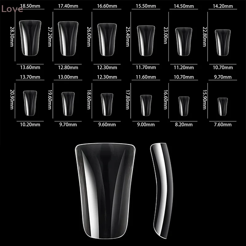 [L&P] 504 Stück Enten-Nagelspitzen für Acrylnägel, halbe Abdeckung, künstliche Nägel, kurze Enten-Spitzen-Nägel, gebogene französische Kunstnägel-Verlängerungsspitzen