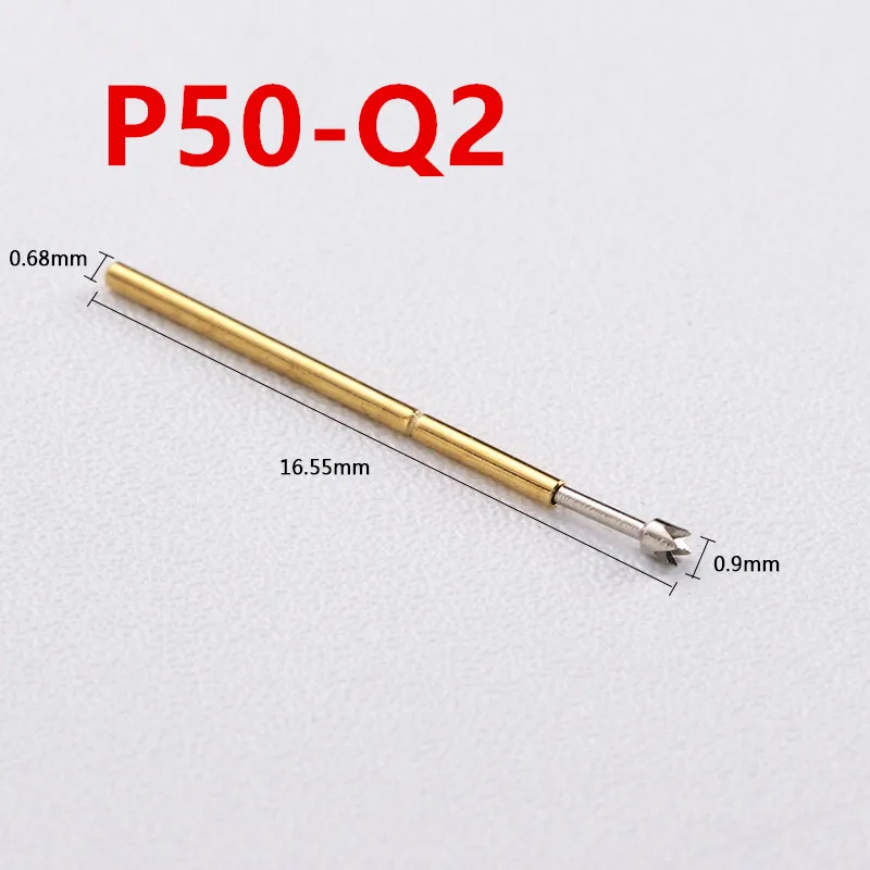 100PCS/Pack P50-Q2 Four-jaw Plum Head Test Probe Diameter 0.68mm Length 16.55mm For PCB Pogo Pin