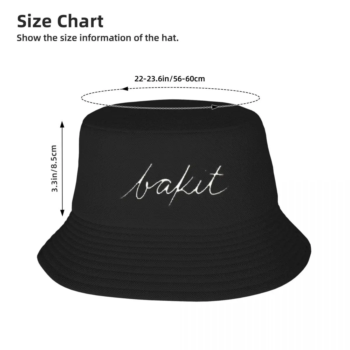 Bakit - White Handwritten Script Bucket Hats Panama For Man Woman Bob Hats Cool Fisherman Hats Summer Beach Fishing Unisex Caps