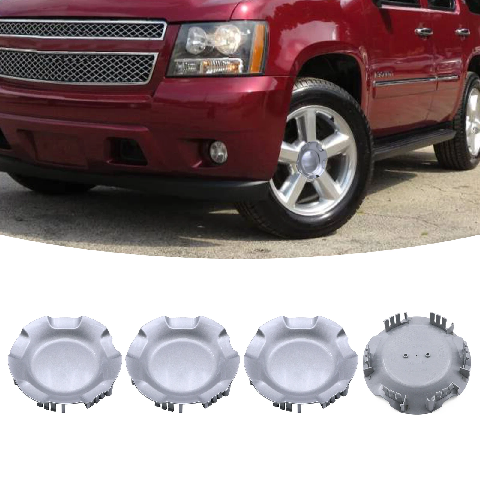 4 Pieces 18cm 7.125'' Silver Blank Hubcaps For Chevy Silverado 1500 Tahoe Avalanche Suburban 2007-2011 Car Wheel Hub Center Caps