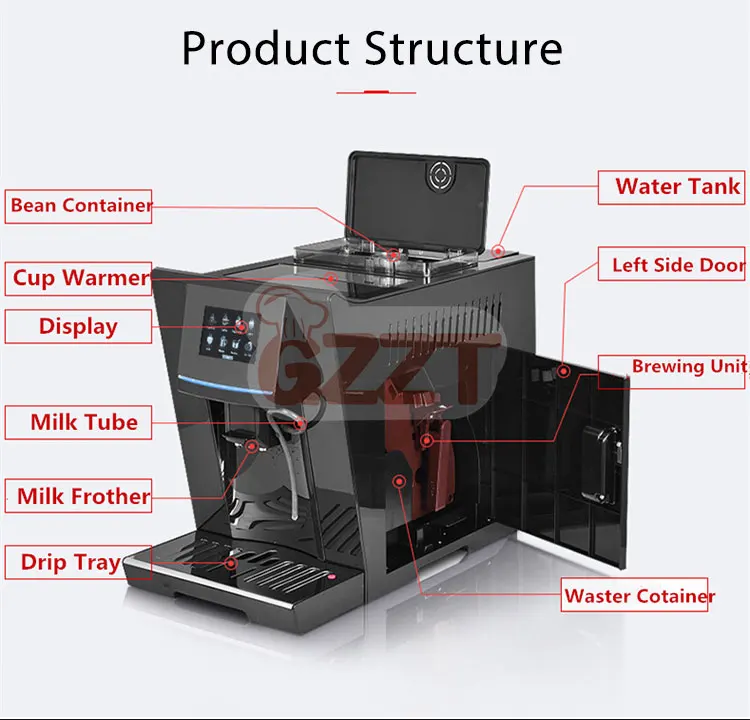 GZZT OFT19 automatyczny ekspres do kawy 19Bar ULKA pompka z jednym dotknięciem Espresso Americano Latte Cappuccino ekspres do kawy
