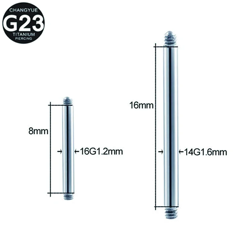 10PS G23 Titanium Piercing Manufacturer Direct Rod Accessories Nasal Perforation Nipple Tongue Stud Earrings Body Jewelry Parts