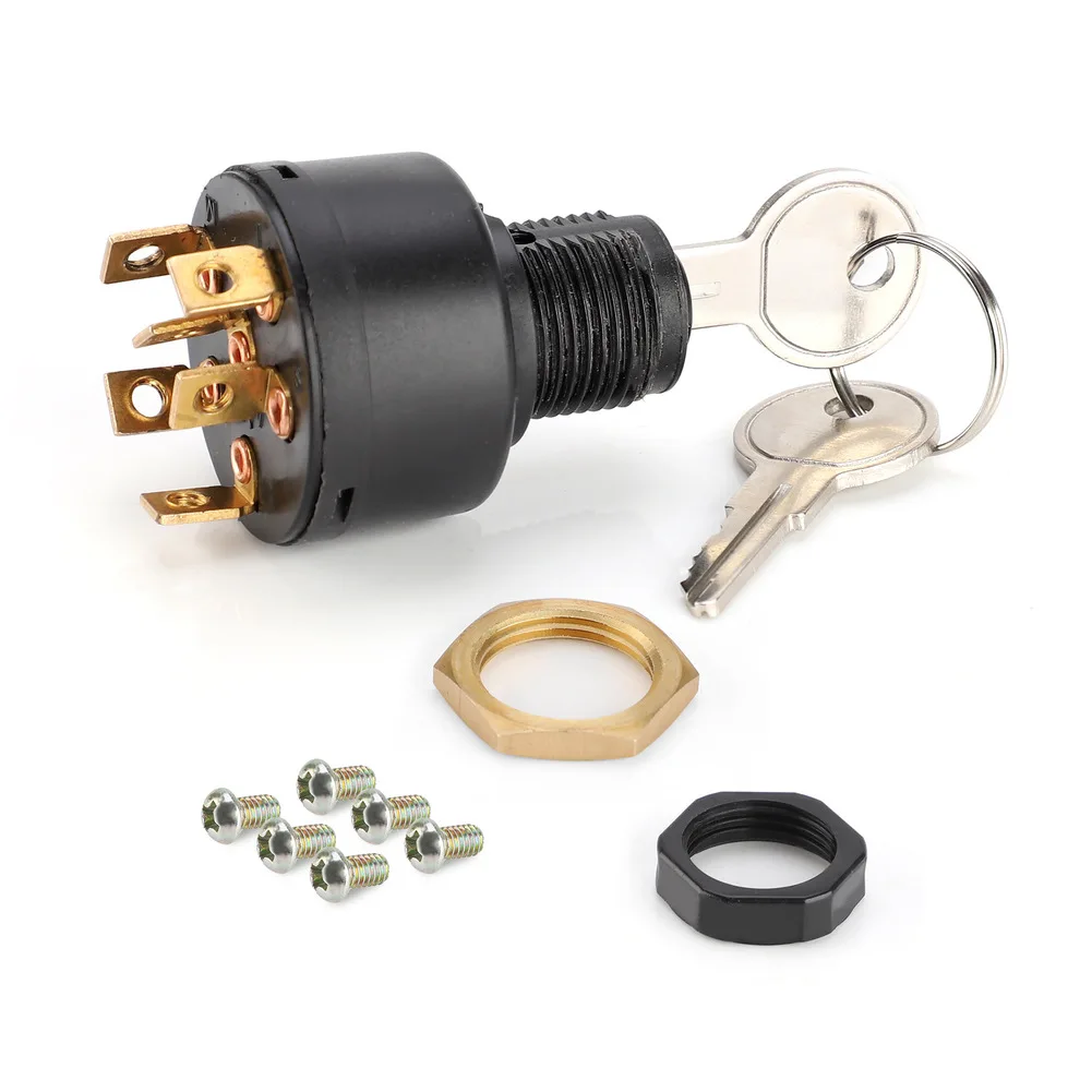 Ignition Switch with Push-to-Choke Functionality for Marine Boat Motors Includes for 2 Keys Inner Seal and Non-Conductive