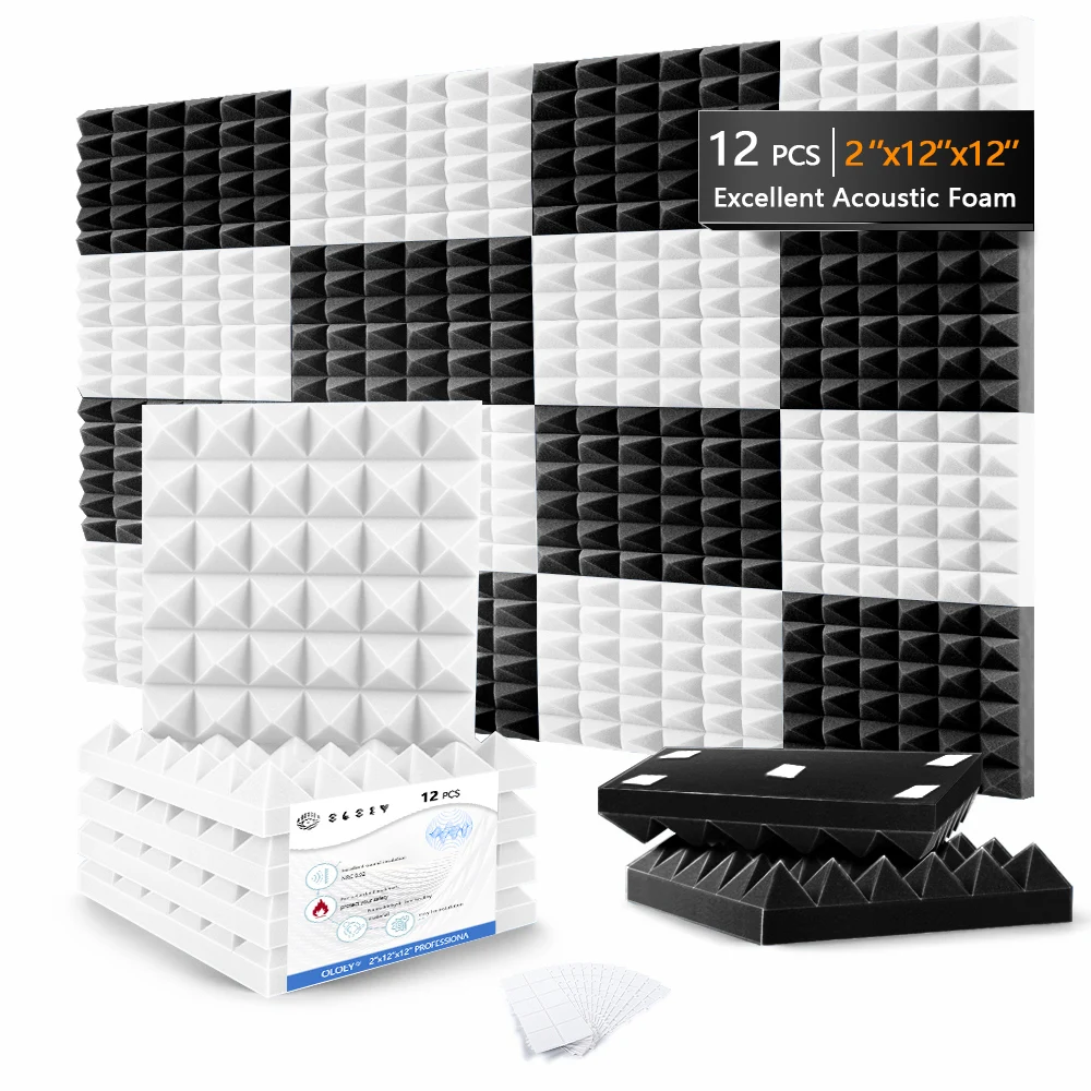 

Настенные панели из акустического пенопласта, 12 предметов, пирамида, 6 башней, акустическое шумоподавление, панели для студии звукозаписи, украшение стены, звукопоглощающие