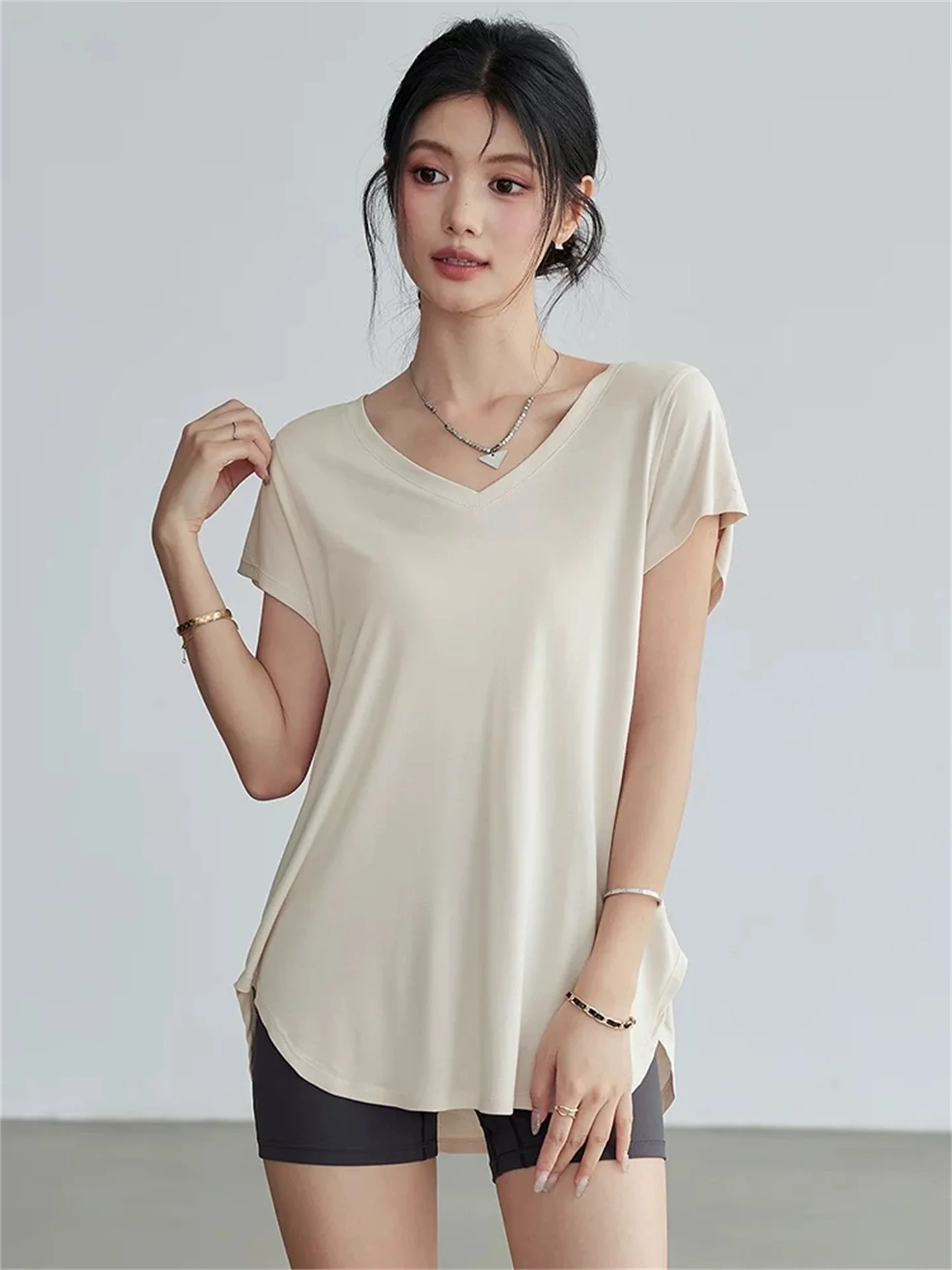 Slimming Fitn Clothes Women Summer Running Sport ort Sve T-irt Qui Dry Yoga Top Pilates Training Cover up