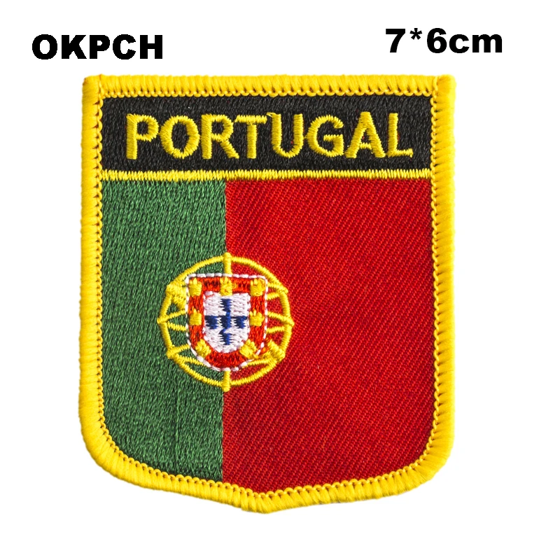 

Portugal Flag Shield Shape Iron on Embroidery Patches Saw on Transfer Patches Sewing Applications for Clothes Back Pack Cap