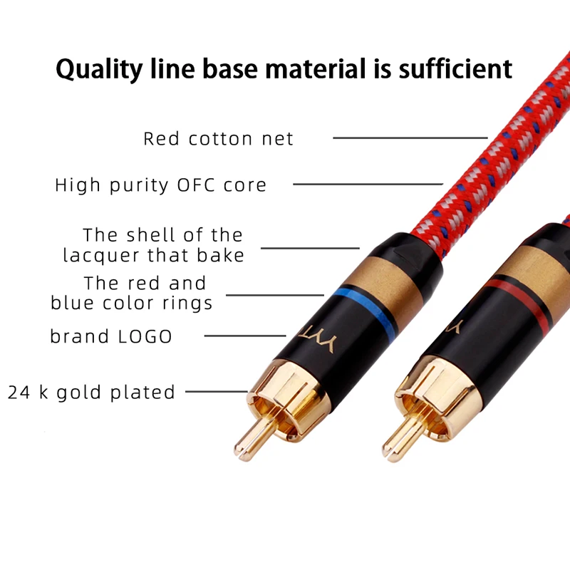 YYTCG jedna para Hifi 2 RCA Malel na 2 XLR męski kabel Audio wysokiej jakości podwójny kabel RCA na podwójny kabel XLR