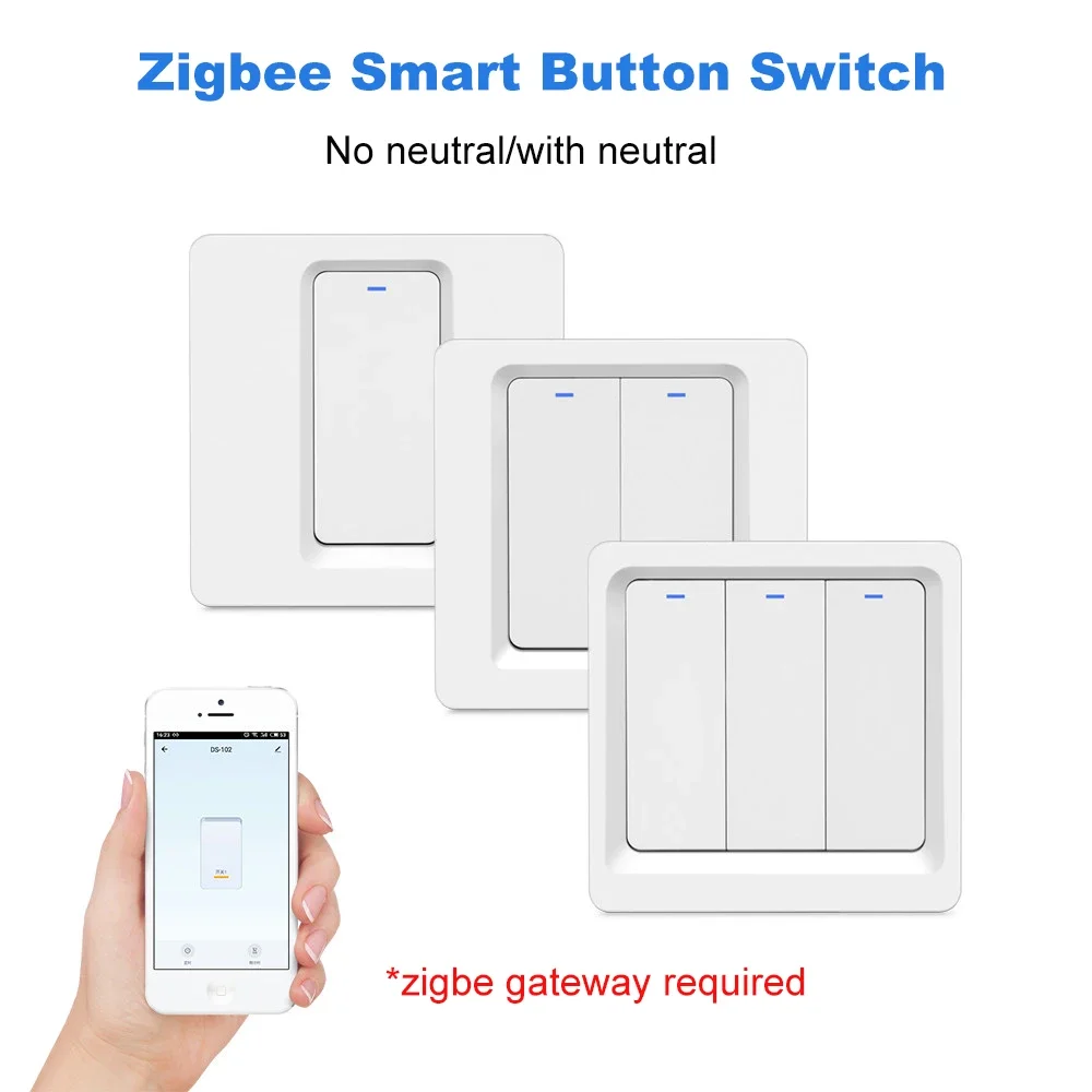 ZigBee 3,0 interruptor de botón inteligente No requiere neutro configuración 2MQTT aplicación Tuya Control de voz funciona con Alexa Google Home 2/3 vías