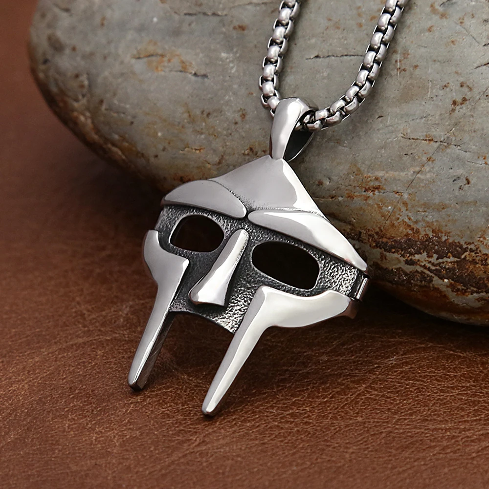 Fashion Vintage MF DOOM Mask Pendant Necklace Punk Hip Hop 316L Stainless Steel Skull Pendant for Men Jewelry Gift Dropshipping