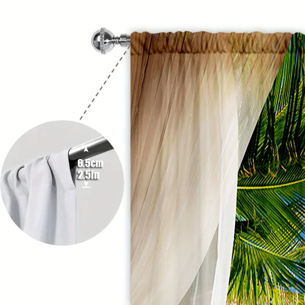 2pcs Fashionable Balcony Scenery Printed Curtain for Home Decor - Rod Pocket Window Treatment for Bedroom, Office and Kitchen