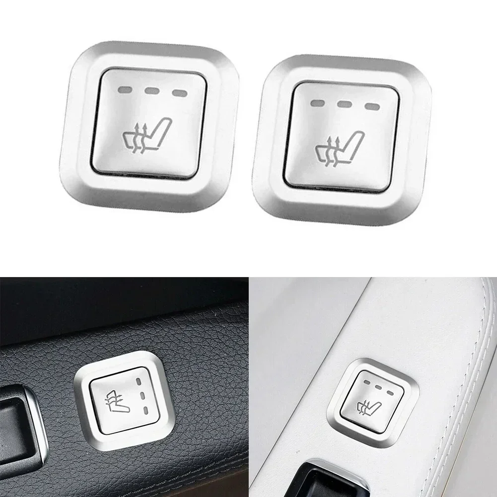 2 Set Interior Heating Backseat Button Frame Cover Trim For Mercedes-Benz E W212  09-15 Silver Paste Mount Car Accessories