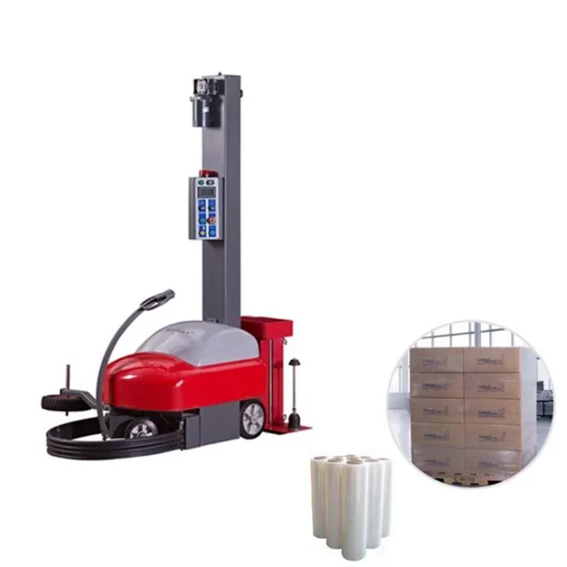 Automatic Control System Mobile Robotic Pallet Stretch Film Wrapper Wrapping Machine