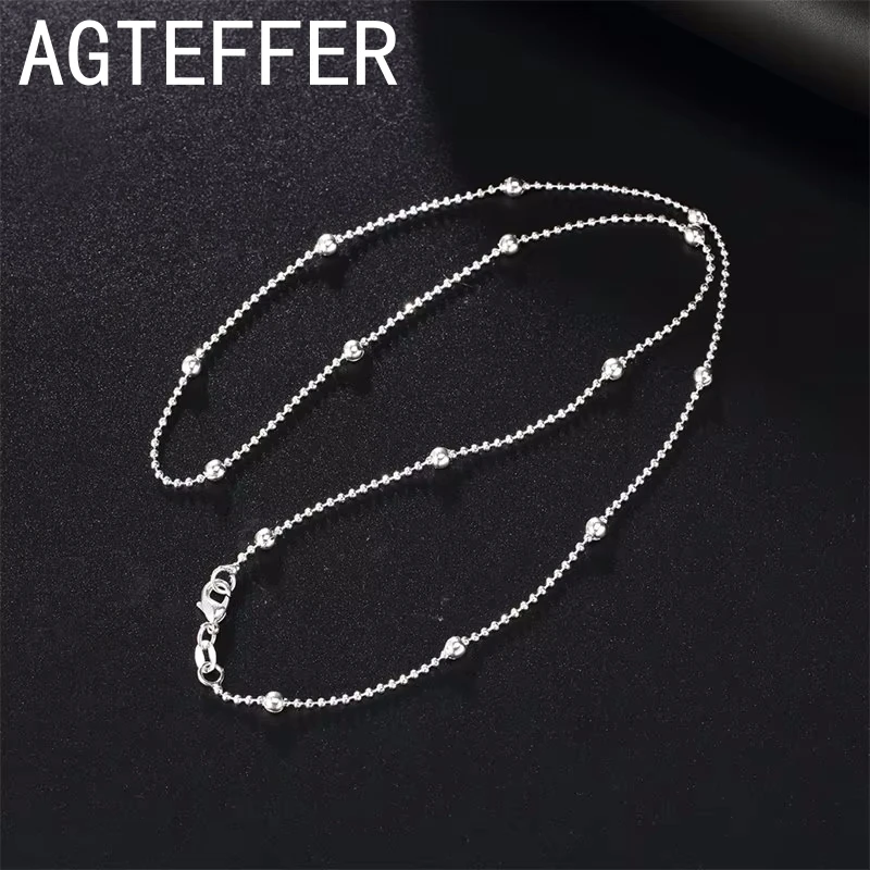 Charm 925 Sterling Silver 16-24 Inches Fine Sweater Bead Chain Women Necklace For Fashion Temperament Jewelry Party Wedding