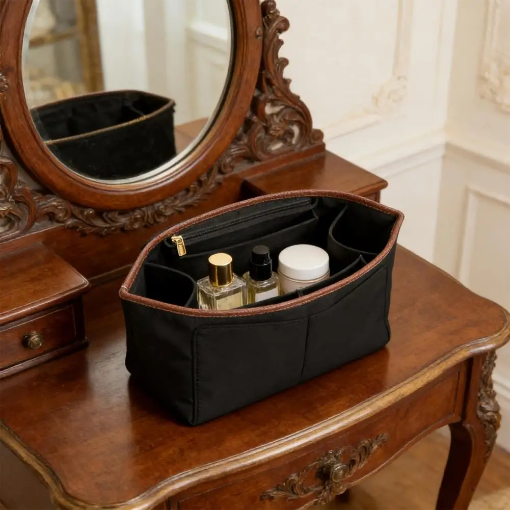 Purse Insert Organizer Felt Multi-compartment Bag Insert Purse Organizer Insert with Zipper Pocket for Women Purse Handbag 1pcs