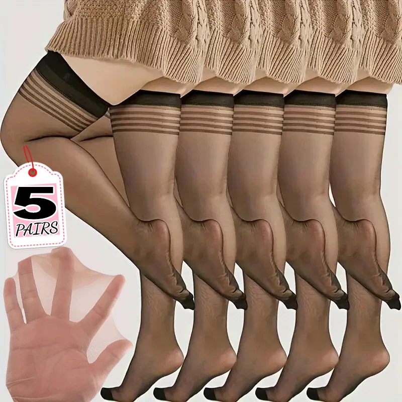 

1/5pairs Women SexyThigh High Knee Stockings Lingerie Transparent High Elastic Stocking Nylon Temptation Medias Plus Size Socks