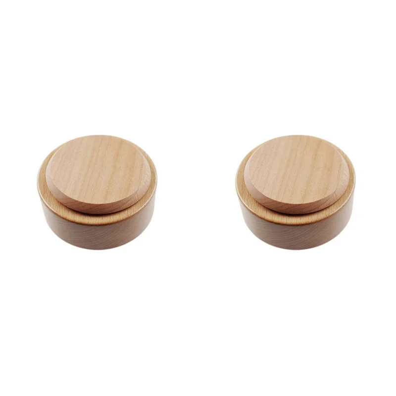 Boîte à musique en bois A07I, 2 pièces, Base ronde rotative, artisanat d'art pour noël, ornements décoratifs, cadeau pour enfants