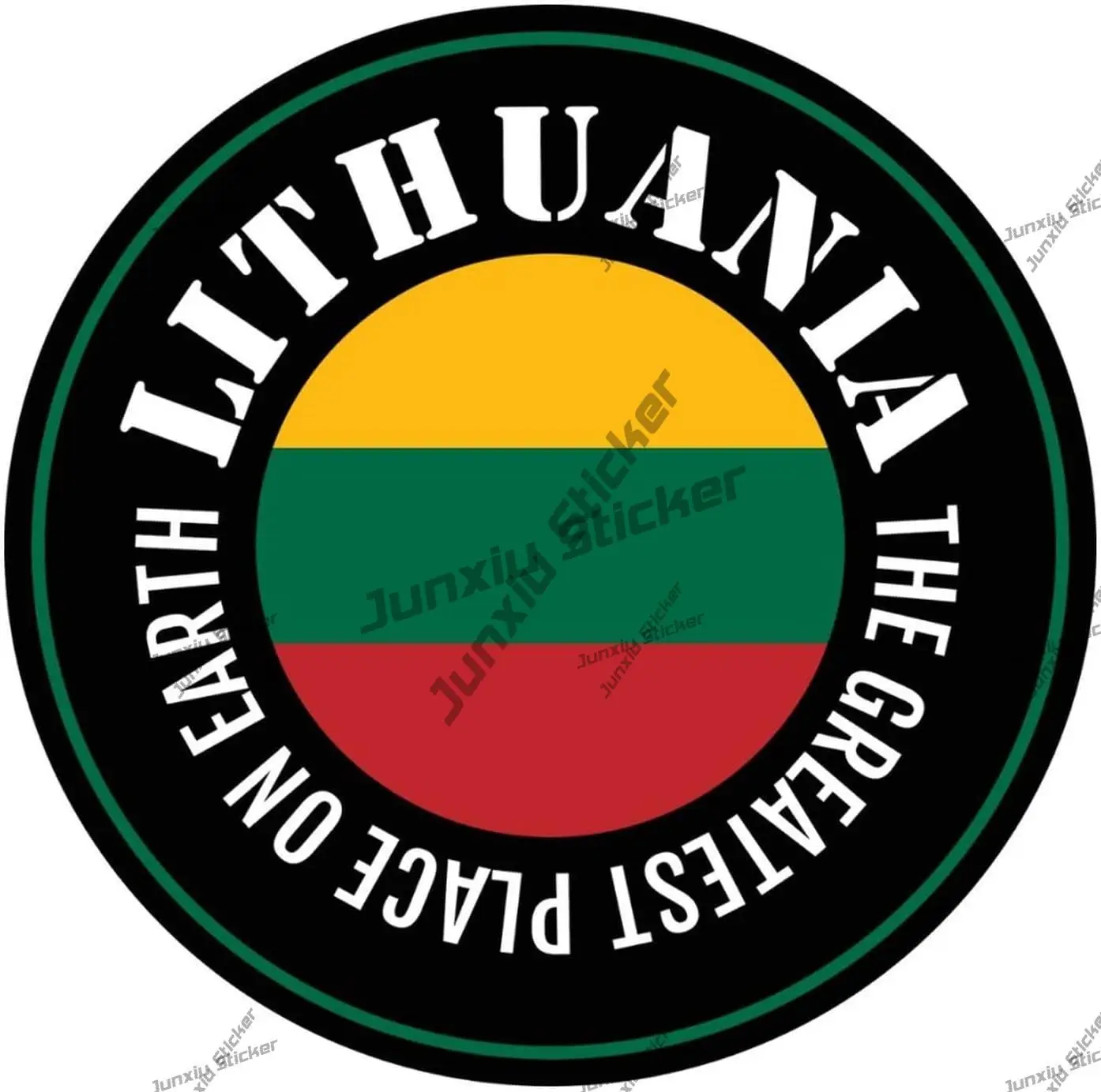 Lithuania Vinyl Decal The Greatest Place on Earth Sticker Lithuania Round Flag Durable Decal National Pride Sticker Motorcycle