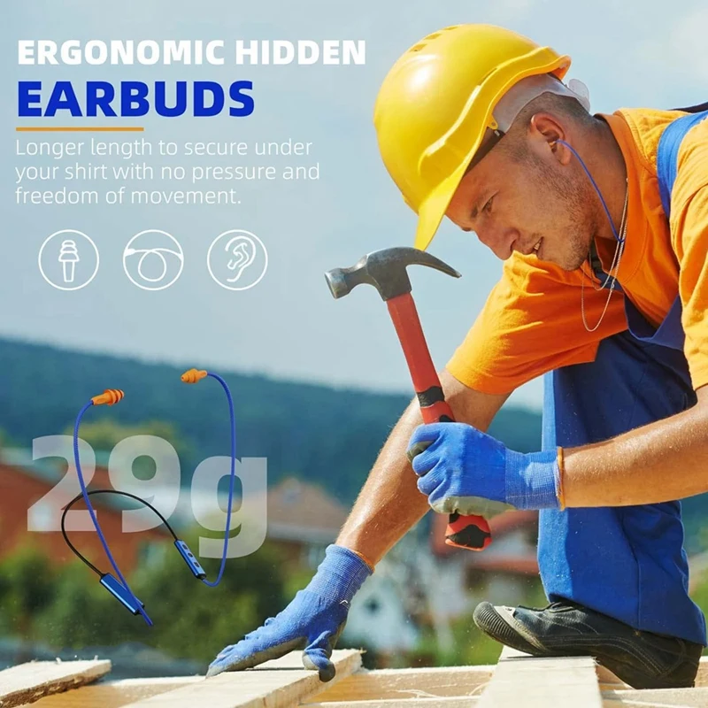 Ear Plugs Bluetooth Headset For Work, Hearing Protection, Suitable For Construction Site And Noisy Environments Durable