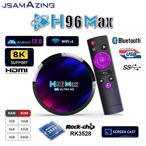 H96 MAX RK3528 Android 13.0 Smart TV BOX ARM Cortex A53 2/4GB RAM16/32/ 64GB 8K 24fps 3D Wifi 6 2.4G &amp;5G Stream Media Player
