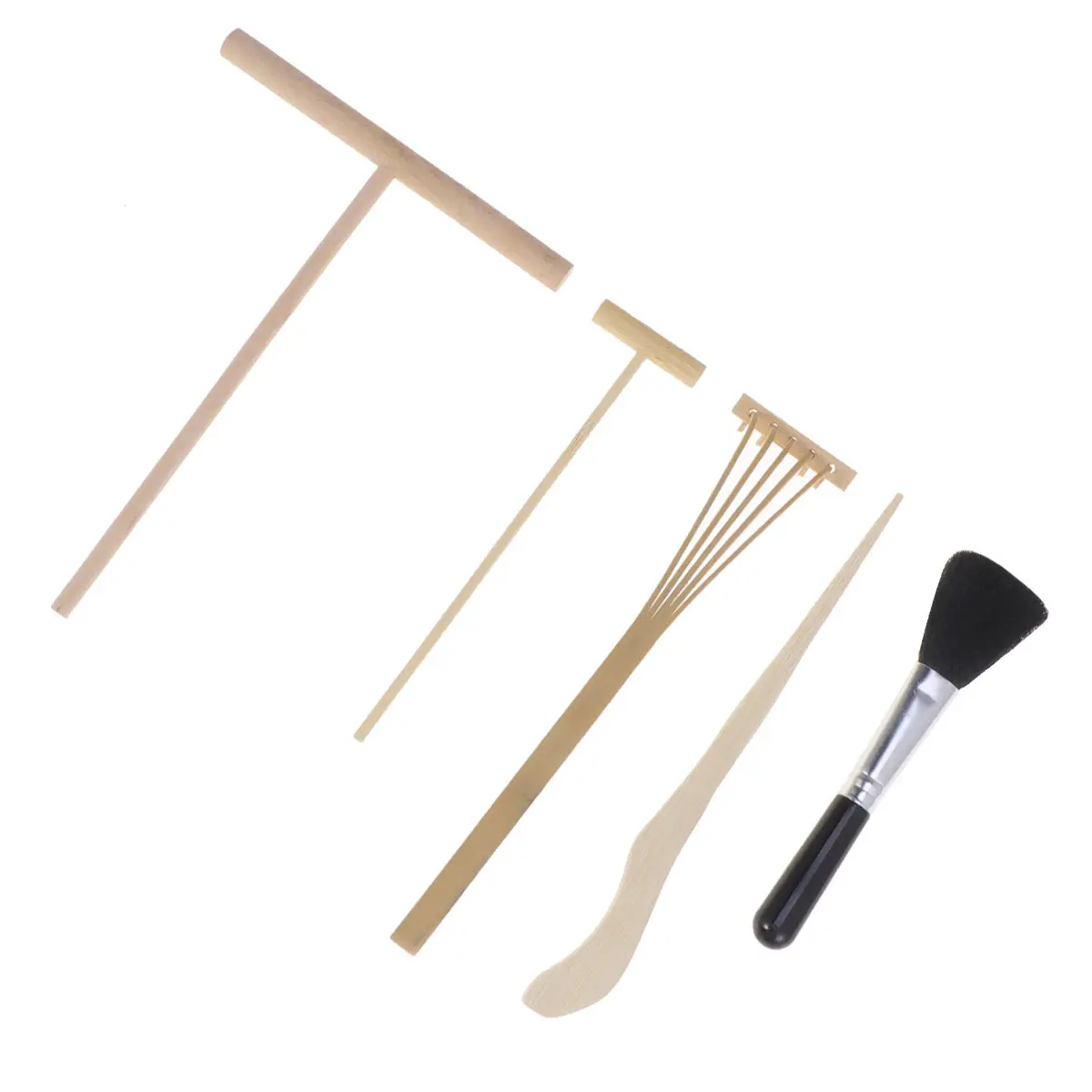 5Pcs Japanese Zen Garden Tool Set Microlandschaft Tooth Rake Sand Smoother Mini Rake Drawing Stylus Meditation Tool
