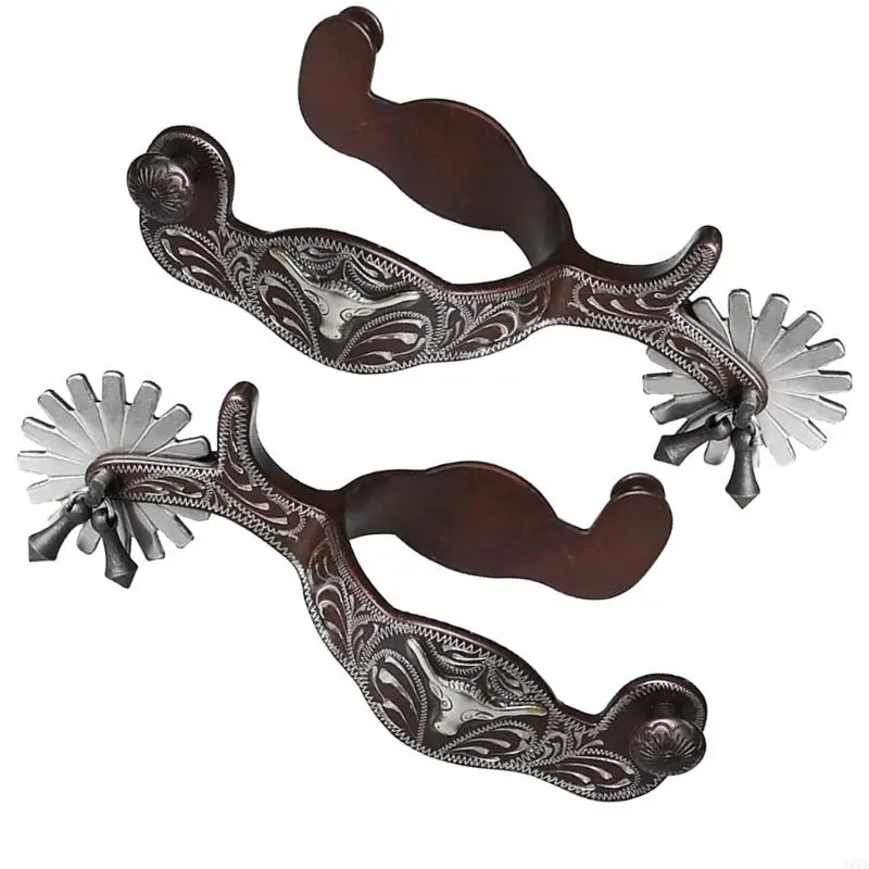 الحذاء الحصان تحفيز يدوي ديكور مع العتاد Western Cowboy Horse Spur Fool Horse Boot سهلة الاستخدام 157D