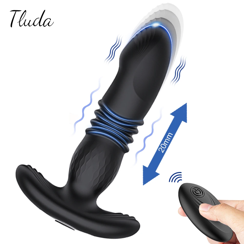 Automatic Anal Plug Telescopic Vibration Dildo for Women Vibrator with Stimulator Wireless Remote Prostate Massager for Men