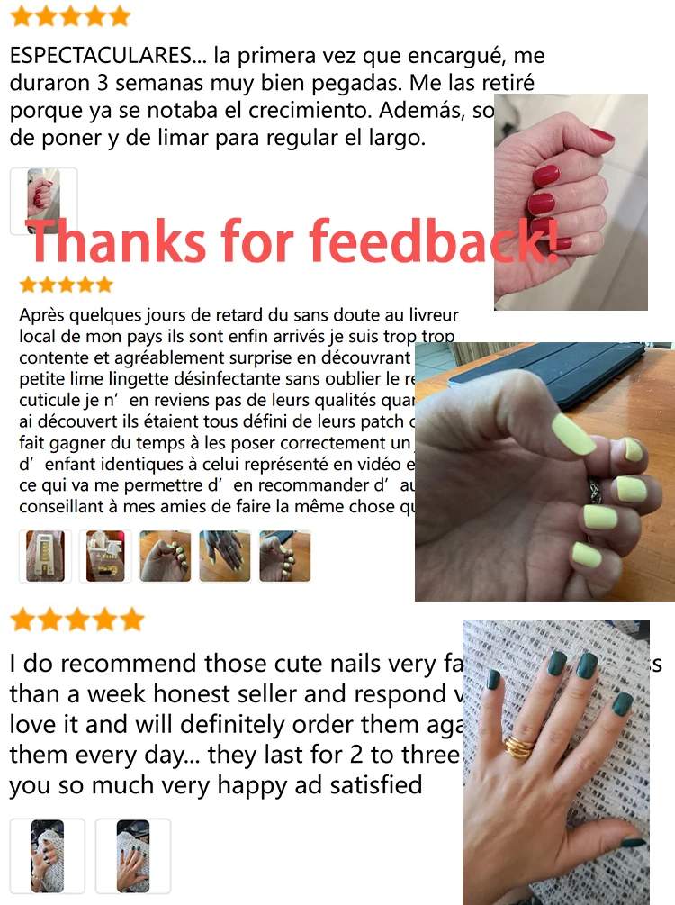 VITAGWX 24 Pcs False Nails Set Solid Color Press on Nails Short Artificial Reusable Nails Art Full Cover Stick on Nail Tips