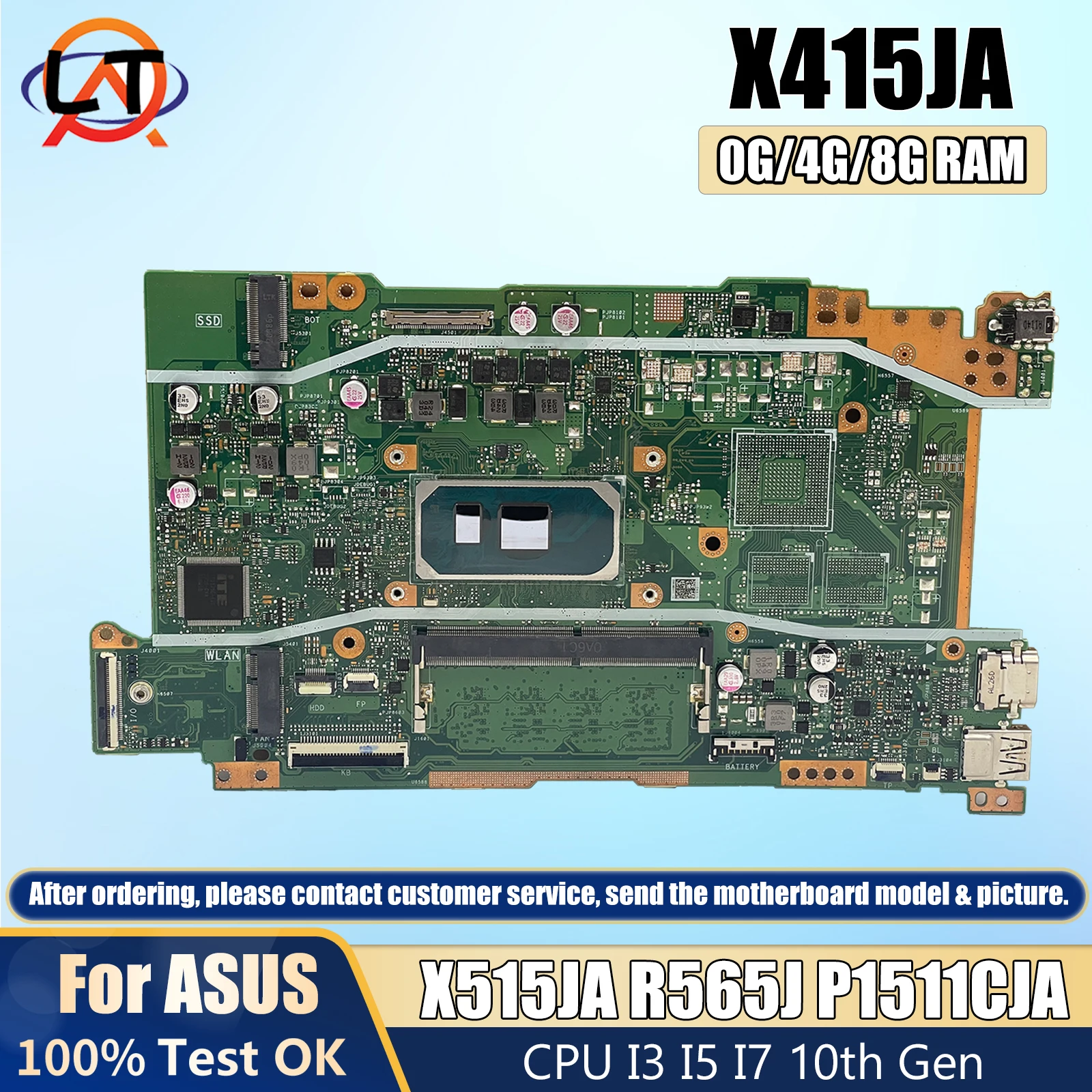 노트북 마더보드 CPU, X415JA, R565J, P1511CJ, V5200J, V4200J, X515JP, X515JF, X515JAB, I3, I5, I7, 10 세대 0G, 4G, 8G-RAM