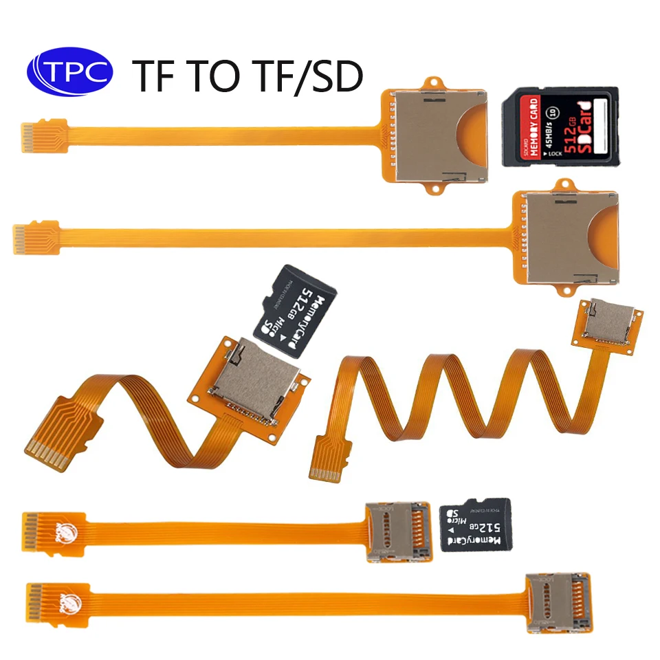 TPC Micro SD Memory Card Kit Male to Female Extension Cable Soft Ribbon Flat Micro SD/TF Card FPC Cable Extender 10/25/30cm