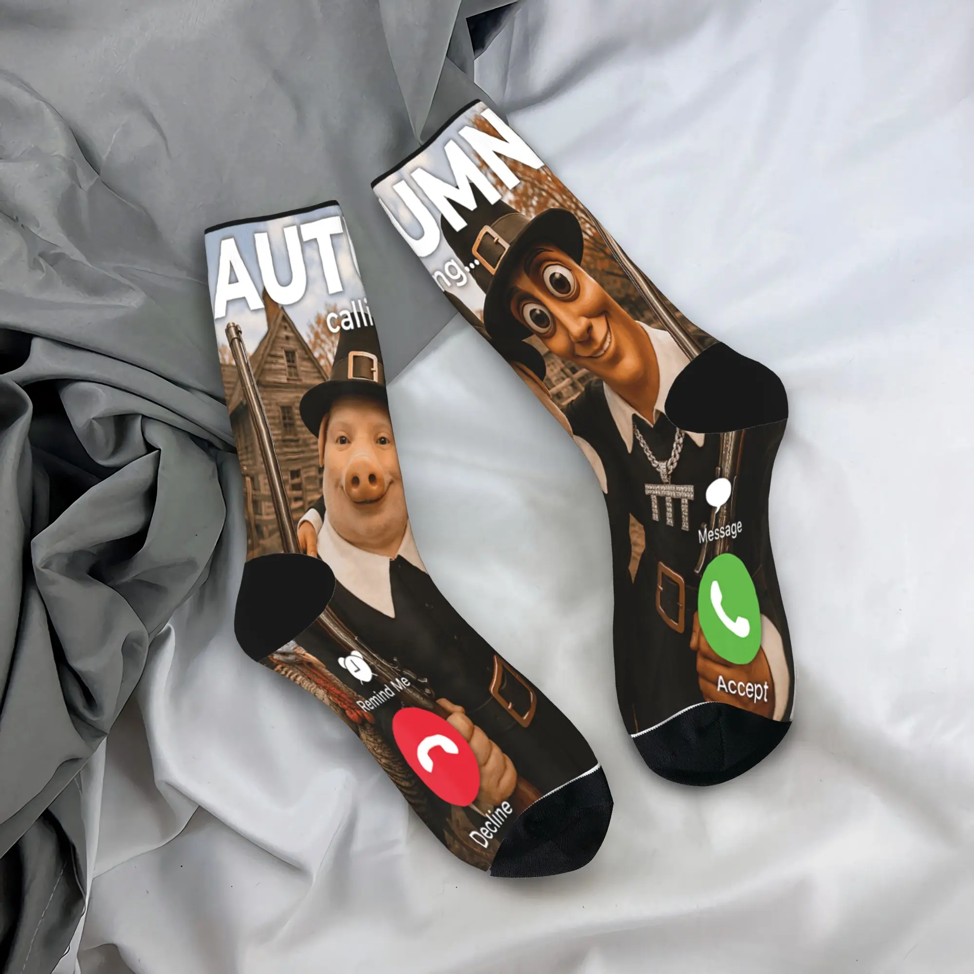 Tung Sahur John Pork Brainrot Duo Turkey Hunting Adventure Stockings  Graphic Socks Autumn Socks Men Outdoor Sports Soft Socks