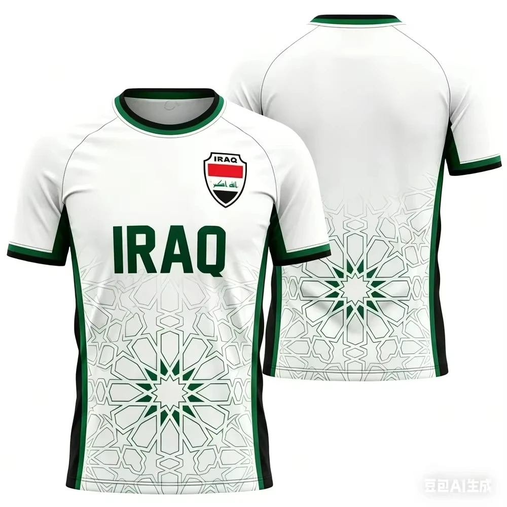 

Iraqi Flag 3D Sport Quick-dry Breathamen's T-shirt Football Jersey Outdoor Street Team Training Parent-child Clothing Top Moto