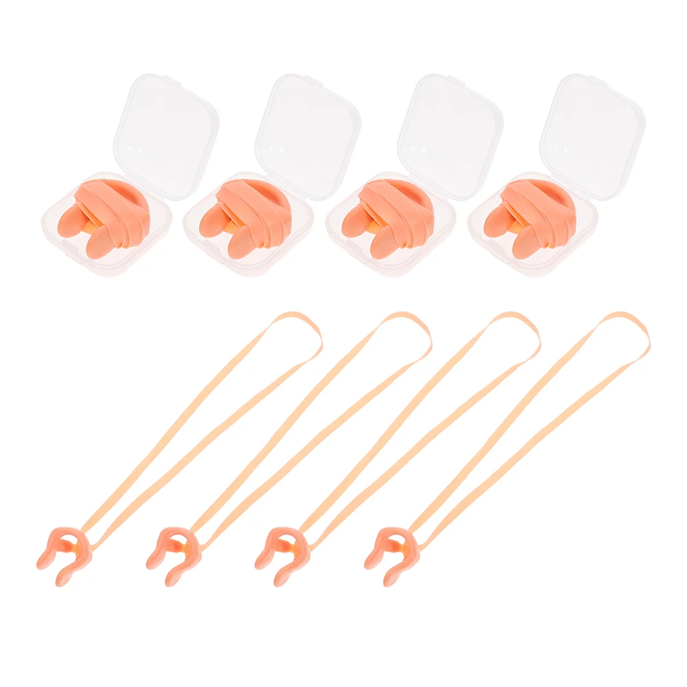

8pcs Swimming Nose Clip Emulsion Protector with Strap Soft Comfortable Waterproof Noseseal Child Accessories Antiloss Design