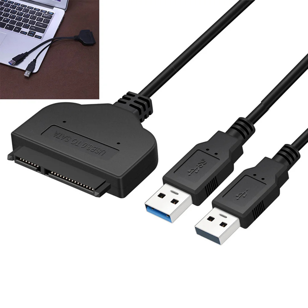 

2 in 1 to USB 3.0 Converter Cable External Hard Disk Adapter 2.5 Inch Fast Data Transfer Converter for SSD Black