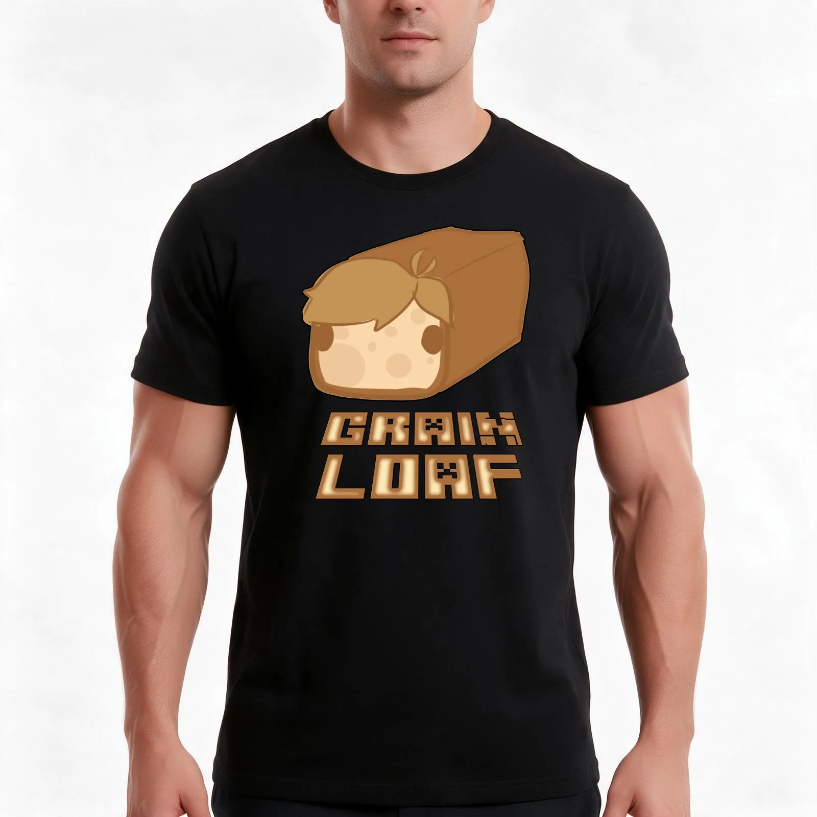 Grian Loaf T-Shirt, Summer Casual Cotton Tee, Oversized Streetwear Tops, Vintage Graphic Print, Loose Fit Short Sleeve