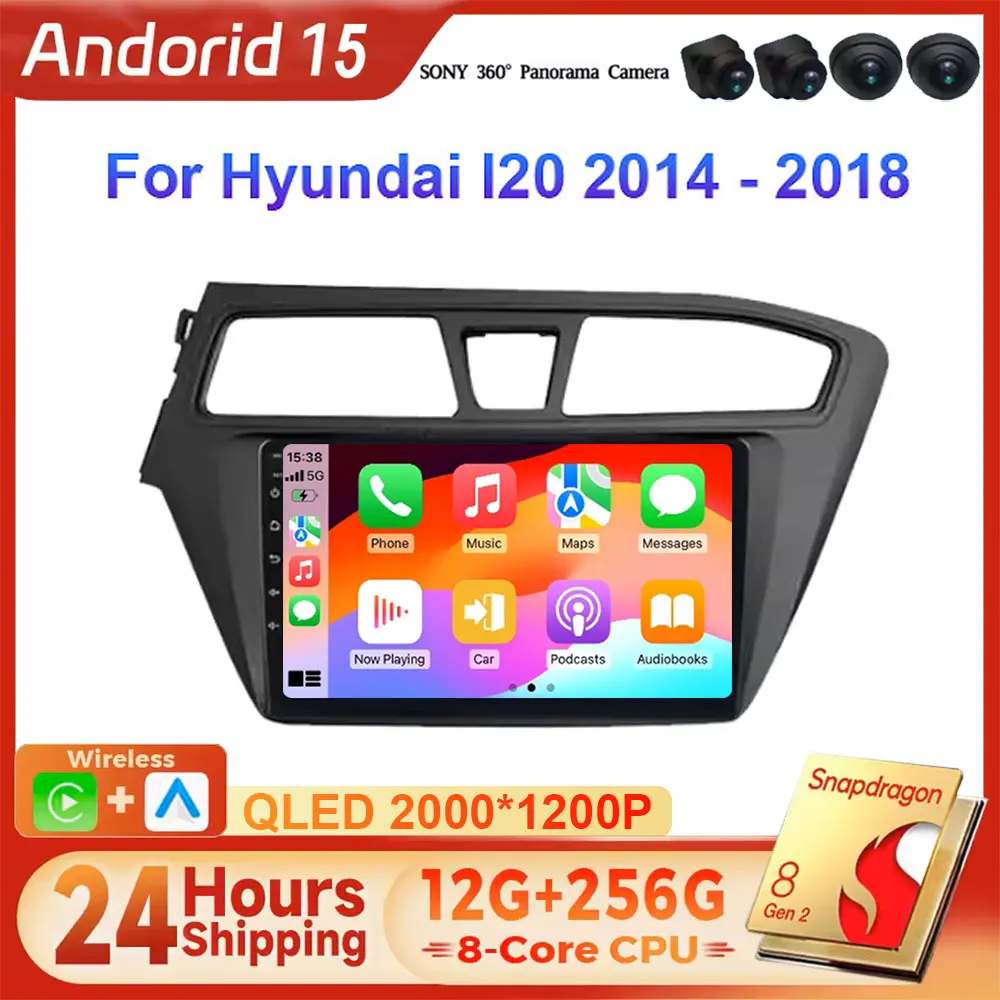 

Для Hyundai I20 LHD 2014-2018: Автомагнитола Android 15 с Carplay, 5G, мультимедиа, 2DIN, стерео, головное устройство с функцией Auto Connectivity