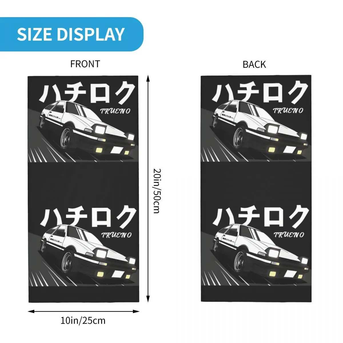 Initial D Trueno AE 86 Sticker Bandana Neck Cover Motorcycle Club Initial D Face Scarf Running Unisex Adult Winter