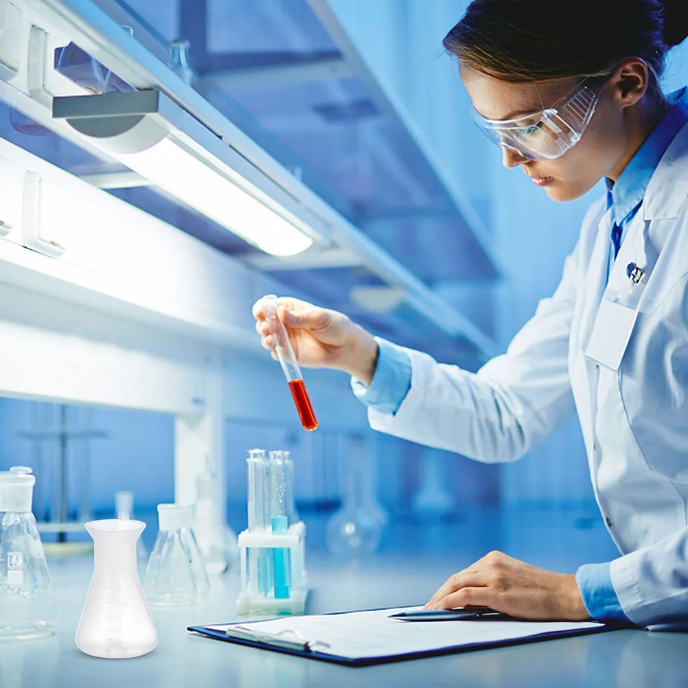 

6pcs Plastic Erlenmeyer Flask Set Clear Scale Cover Stable Base Lab Experiment Supply Chemistry Teaching Equipment