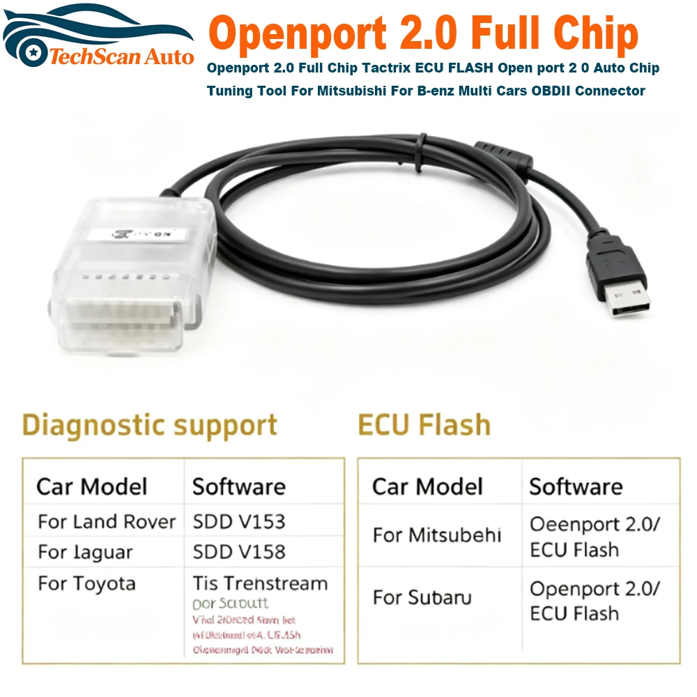 Openport 2.0 Full Chip Tactrix ECU FLASH Open port 2 0 Auto Chip Tuning Tool For Mitsubishi For B-enz Multi Cars OBDII Connector