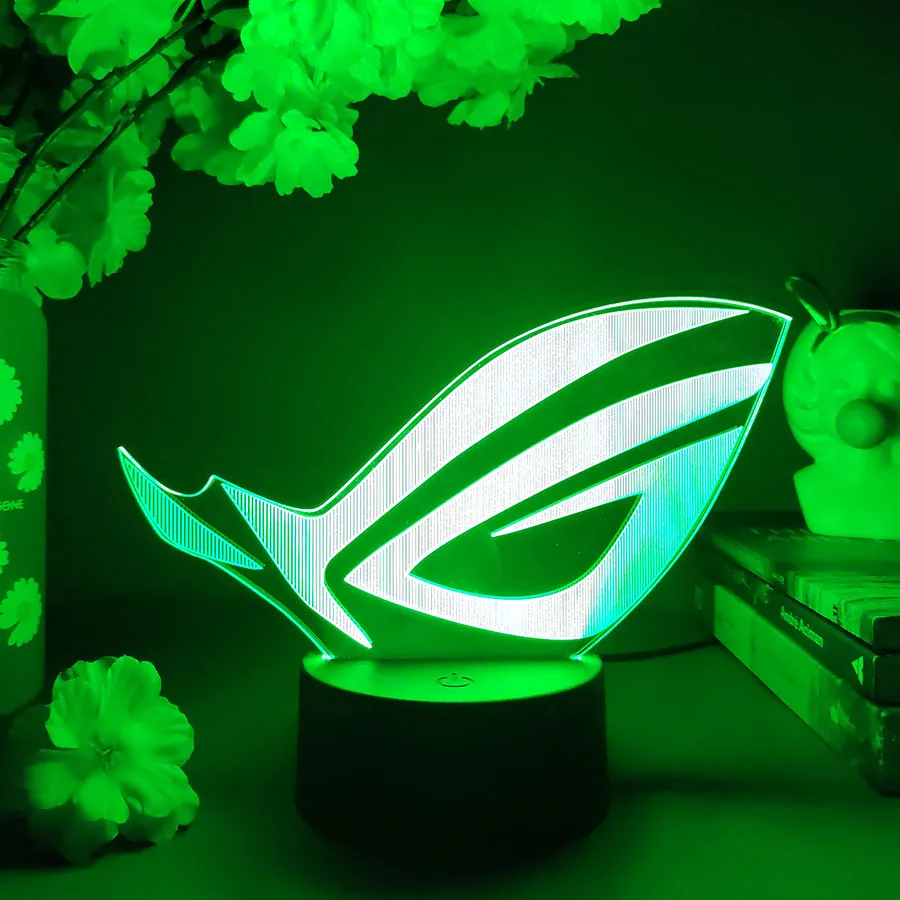 ROG-Lampe LED 3D Cool Gaming Logo Lamp, Luminaire Décoratif d\'Nik, Idéal pour une Salle de Jeu ou une Chambre à Coucher