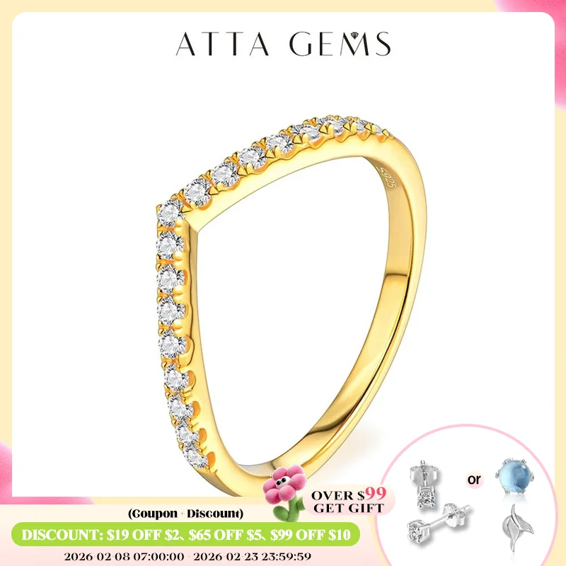 

ATTAGEMS Муассанит бриллиант 18K покрытые кольца ювелирные изделия Муассанит шеврон совместный набор изящный свадебный браслет с камнями 1,5 мм