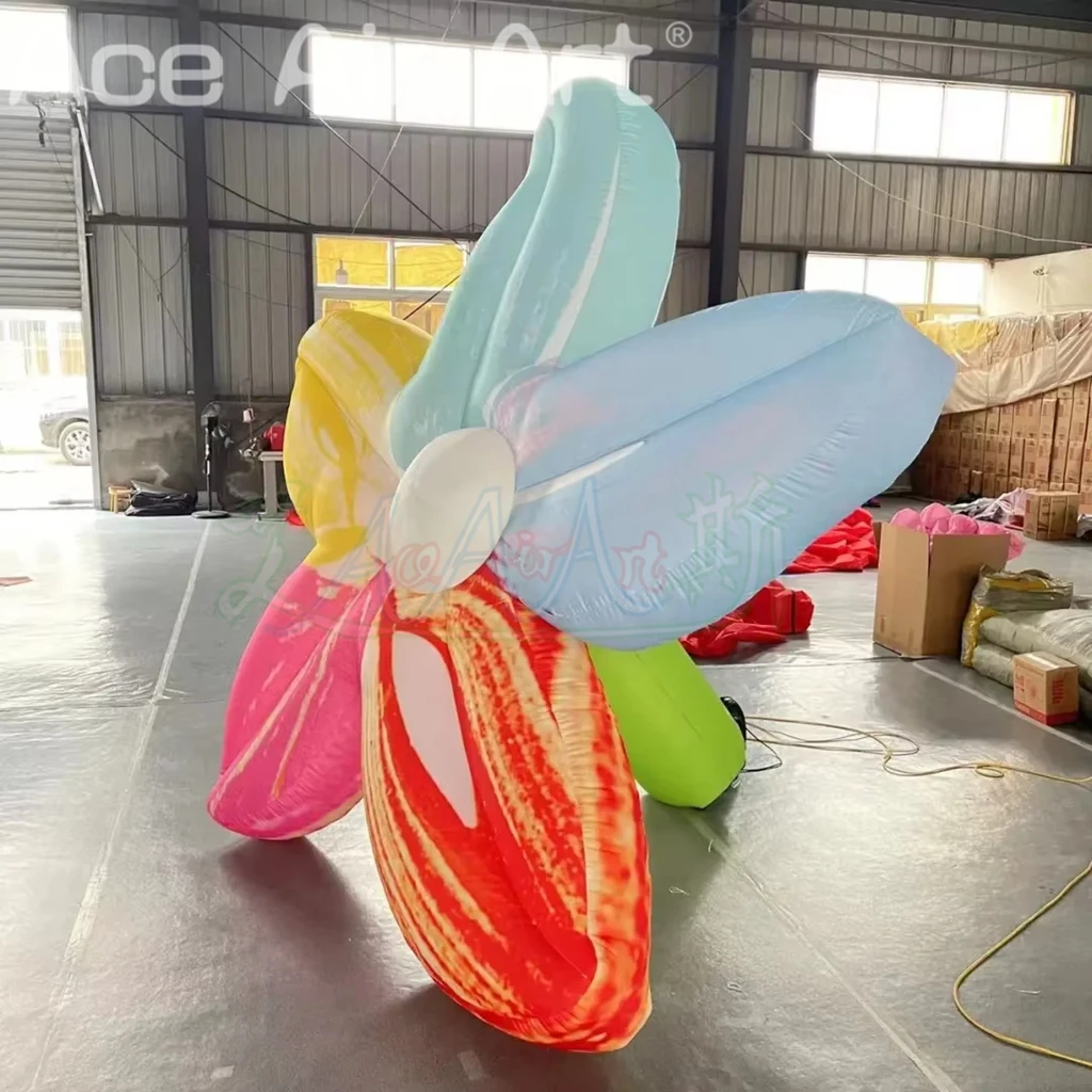 Accesorios de decoración de jardín al aire libre de pétalos coloridos de soplado de aire de flor inflable gigante