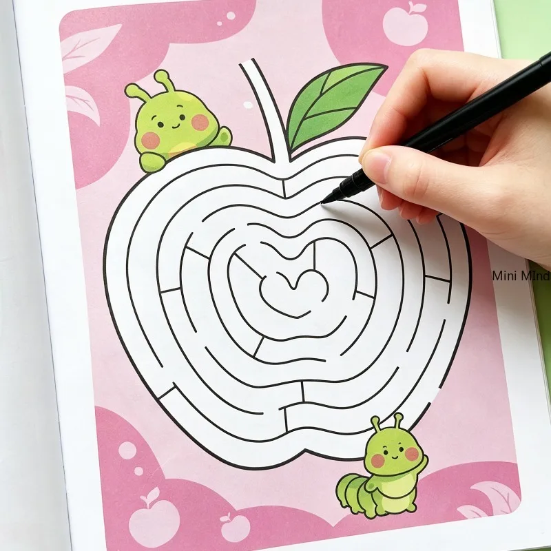 Fun Maze Puzzle Drawing Book,32 Different Patterns, Animal Maze Painting Coloring Book,Concentration Training Puzzle Game Book