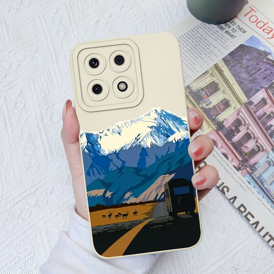 귀여운 공룡 레오파드 무늬 액체 실리콘 보호 커버, Honor X8A X8B 케이스, 6.7 인치 Fundas