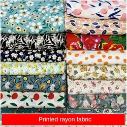 Summer Thin Printed Rayon Fabric By The Meter for Needlework Dress Skirt Pajamas Clothes Diy Sewing Soft Breathable Cloth Floral