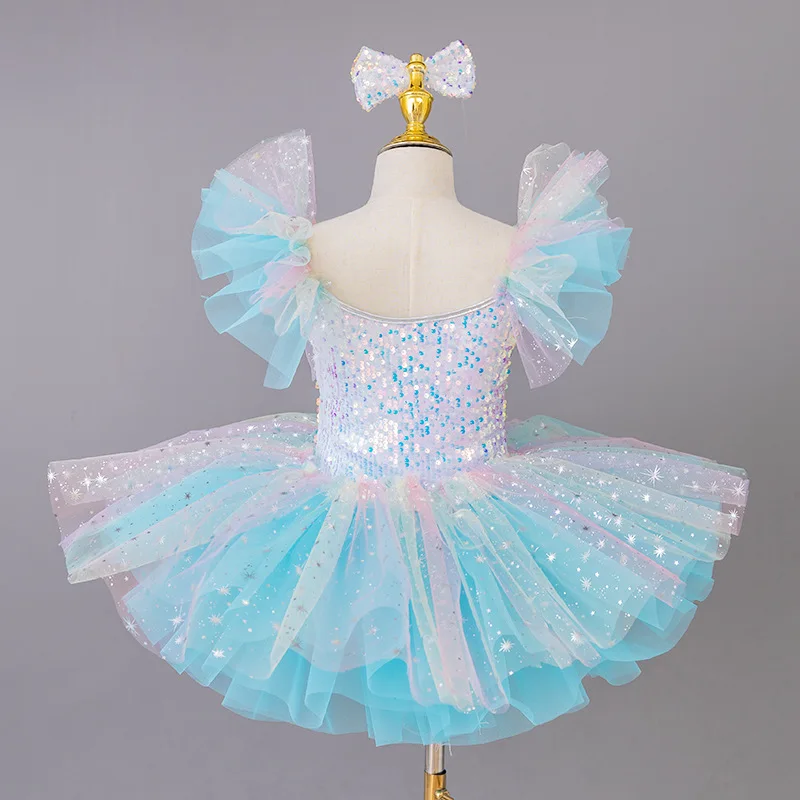 Vestito Tutu di balletto per ragazze vestito da spettacolo teatrale per bambini lucido Costume Cosplay di Ballerina di Halloween regalo di compleanno per feste di fantasia