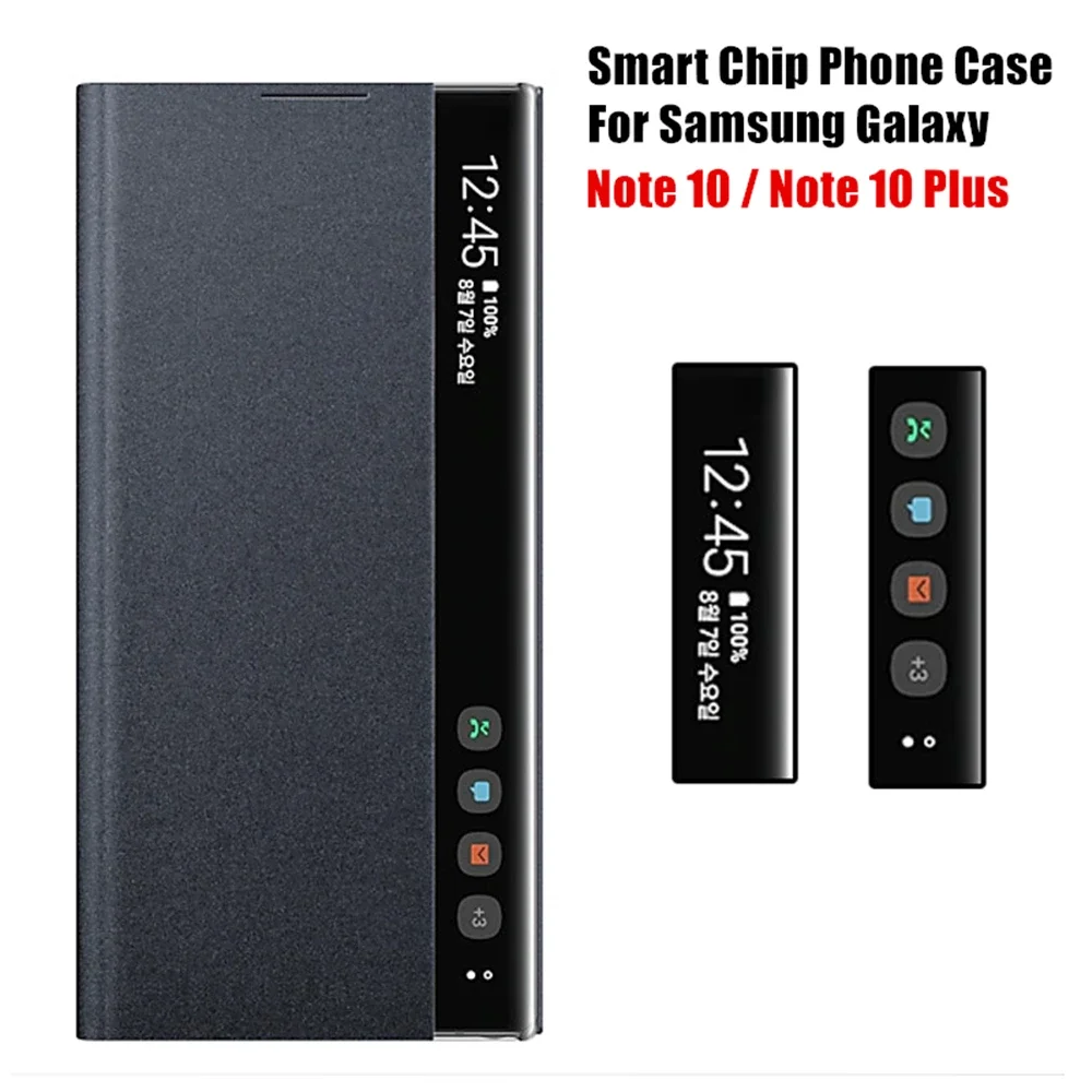 Window View Free-flip Smart Chip  Case For Samsung Galaxy Note 10 Plus/Note10+ Smart Sleep Awake Flip Cover For Samsung Note 10