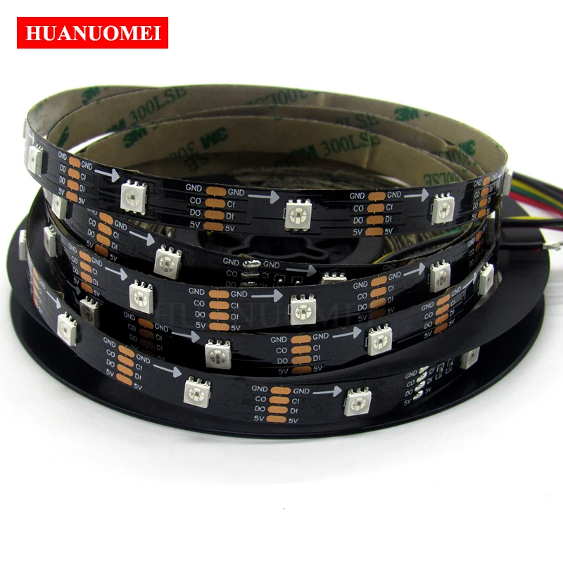 

10M 32LEDs/M APA107 Addressable RGB Full Color LED Strip Pixel Light Black PCB Non-waterproof IP20 Indoor Decoration Lamp Tape