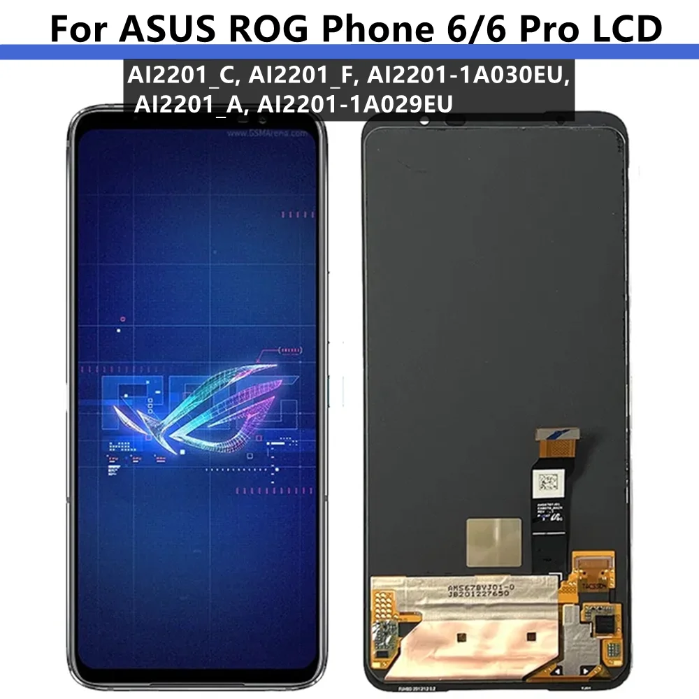 

6.78"Original For Asus ROG 6 Phone 6 Pro 6 Pro AI2201_C LCD Display Screen+Touch Panel Digitizer Frame For ROG6 Pro AI2201_D